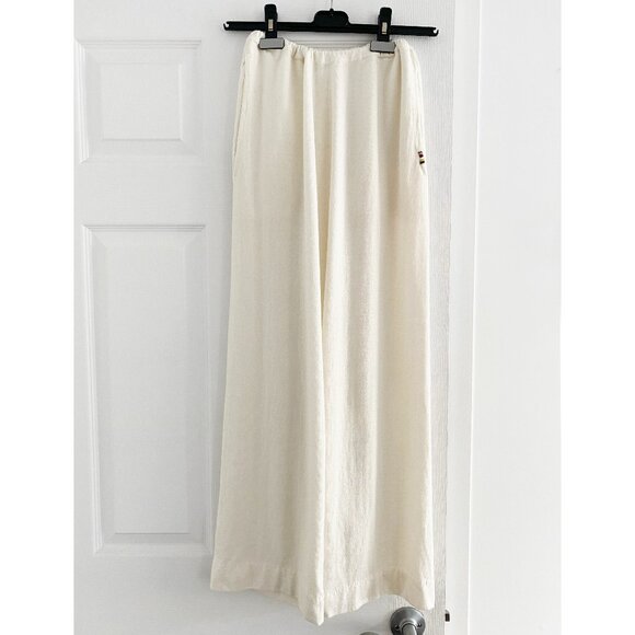 Extreme Cashmere Ivory Cotton/Cashmere Lounge Pant, One Size Only ** hemmed ** - Picture 1 of 11